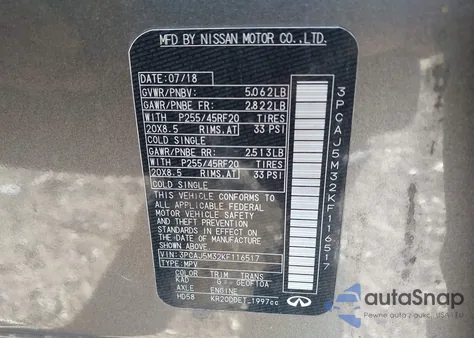 2019 Infiniti Qx50 Essential z USA, uszkodzony, nr VIN 3PCAJ5M32KF116517